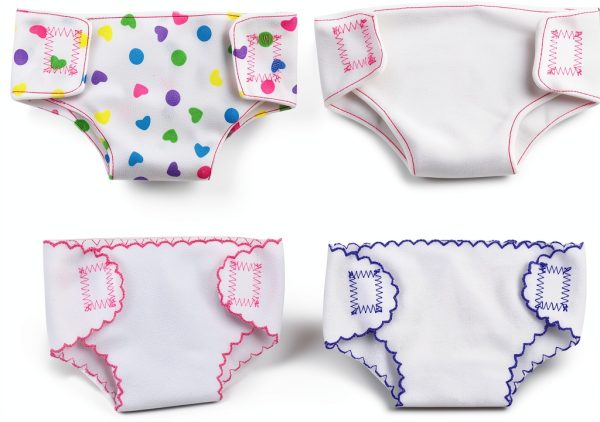 DC-BEAUTIFUL Doll Diaper Set Velcro Adjustable 4 pcs Pure Color-0