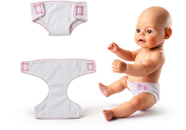 DC-BEAUTIFUL Doll Diaper Set Velcro Adjustable 4 pcs Pure Color-4