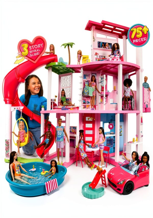 Barbie Dreamhouse HMX10 3‑Story Dollhouse with Slide, Pool & Pet-5
