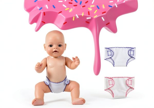 DC-BEAUTIFUL Doll Diaper Set Velcro Adjustable 4 pcs Pure Color-6