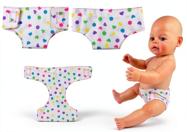 DC-BEAUTIFUL Doll Diaper Set Velcro Adjustable 4 pcs Pure Color-1