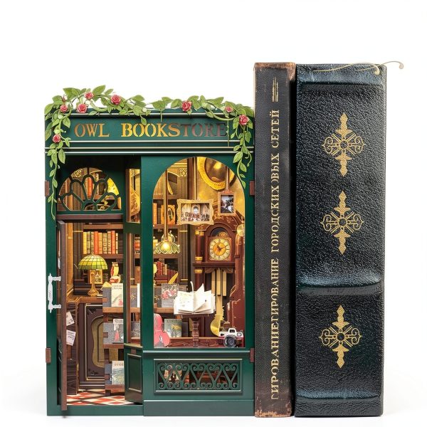 CUTEBEE Book Nook Kit Miniature House Owl Bookstore 3D Puzzle-4
