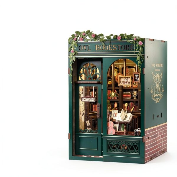 CUTEBEE Book Nook Kit Miniature House Owl Bookstore 3D Puzzle-2