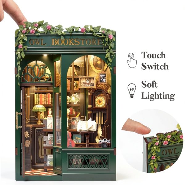CUTEBEE Book Nook Kit Miniature House Owl Bookstore 3D Puzzle-1