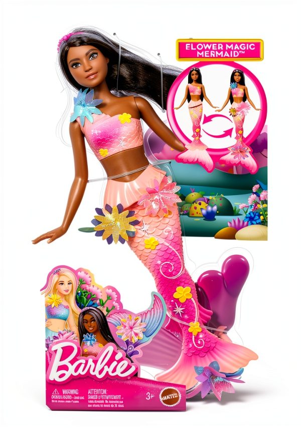 Barbie Mermaid Doll with Blooming Flowers, Ombre Tail & Pearl Headband-5